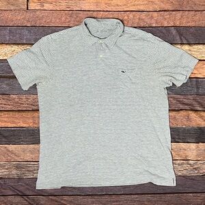 Vineyard Vines Classic Fit Gray Striped Golf Tennis Short Sleeve Preppy Shirt